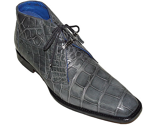 Belvedere Stefano Grey Genuine All Over Alligator Lace-up Ankle