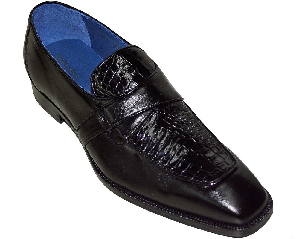 Belvedere Shoes Tornado Genuine Alligator Italian Calf Slip On Black R74 Black 9.5