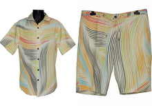 Load image into Gallery viewer, Lanzino Linen Shirt/Shorts Set # 3078 Yellow
