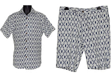 Load image into Gallery viewer, Lanzino Linen Shirt/Shorts Set # 3081 Navy
