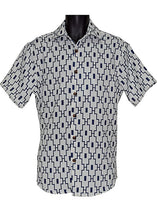 Load image into Gallery viewer, Lanzino Linen Shirt/Shorts Set # 3081 Navy
