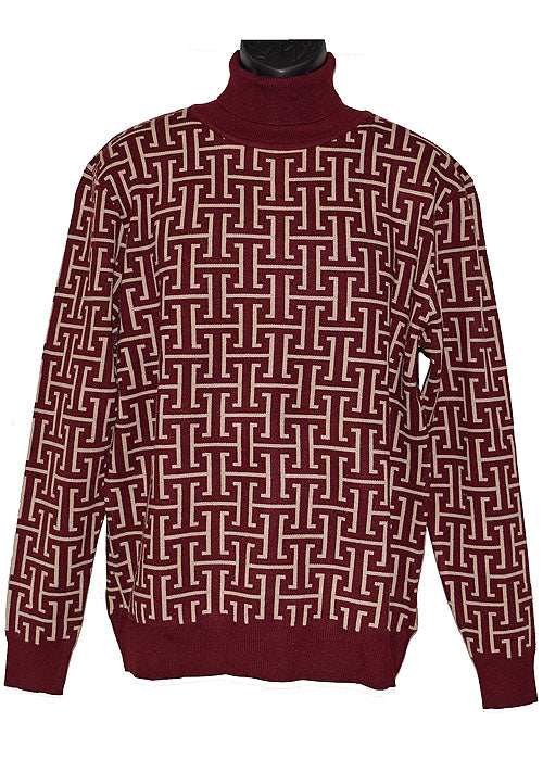 Lanzino Sweater # LP290 Burgundy/Stone