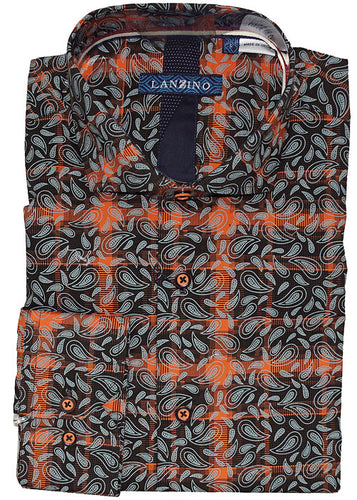 Lanzino Dress/Casual Shirt # SLP201 Orange