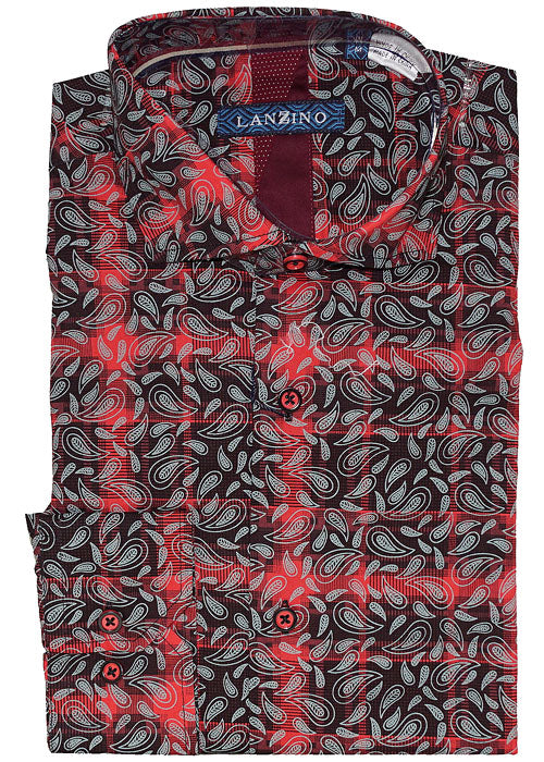 Lanzino Dress/Casual Shirt # SLP201 Red