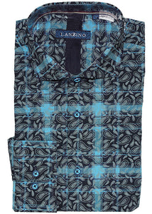 Lanzino Dress/Casual Shirt # SLP201 Teal