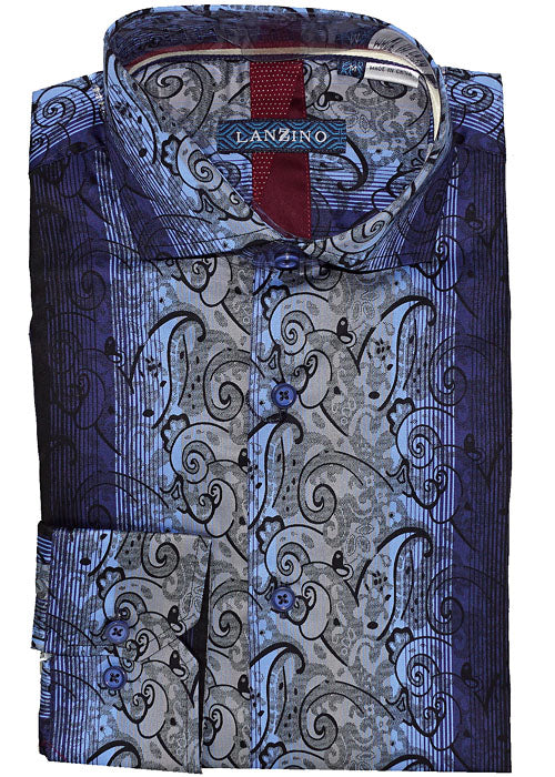 Lanzino Dress/Casual Shirt # SLP204 Navy