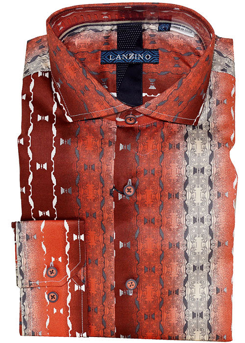 Lanzino Dress/Casual Shirt # SLP218 Red