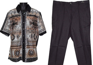 Prestige Linen Shirt/Pants Set # LUX460 Black