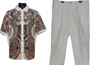 Prestige Linen Shirt/Pants Set # LUX460 White