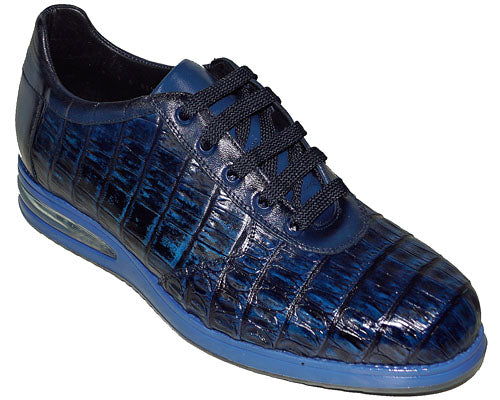 Belvedere Corona Navy / Blue Jean Genuine Crocodile / Lizard Casual  Sneakers With Eyes Y04. - $439.90 :: Upscale Menswear 